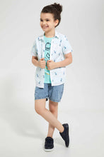 Load image into Gallery viewer, Redtag-White-Plane-Print-Shirt-And-T-Shirt-Set-Casual-Shirts-Boys-2 to 8 Years