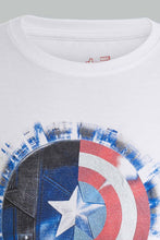 تنزيل الصورة على معرض الصور، Redtag-White-Captain-America-Tee-Graphic-T-Shirts-Senior-Boys-9 to 14 Years