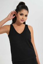 Load image into Gallery viewer, Redtag-Black-Rib-Vest-Plain-T-Shirts-Women's-