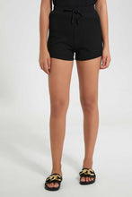 Load image into Gallery viewer, Redtag-Black-Rib-Shorts-Loungewear-Shorts-Women's-