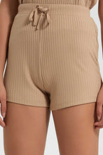 Load image into Gallery viewer, Redtag-Brown-Rib-Shorts-Loungewear-Shorts-Women's-
