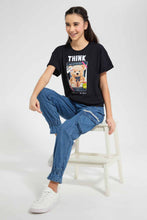 Load image into Gallery viewer, Redtag-Black-Casual-T-Shirt-Category:T-Shirts,-Colour:Black,-Filter:Senior-Girls-(9-to-14-Yrs),-GSR-T-Shirts,-New-In,-New-In-GSR,-Non-Sale,-S22D,-Section:Kidswear,-TBL-Senior-Girls-9 to 14 Years