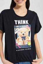 Load image into Gallery viewer, Redtag-Black-Casual-T-Shirt-Category:T-Shirts,-Colour:Black,-Filter:Senior-Girls-(9-to-14-Yrs),-GSR-T-Shirts,-New-In,-New-In-GSR,-Non-Sale,-S22D,-Section:Kidswear,-TBL-Senior-Girls-9 to 14 Years
