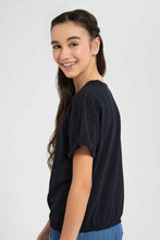 Load image into Gallery viewer, Redtag-Black-Casual-T-Shirt-Category:T-Shirts,-Colour:Black,-Filter:Senior-Girls-(9-to-14-Yrs),-GSR-T-Shirts,-New-In,-New-In-GSR,-Non-Sale,-S22D,-Section:Kidswear,-TBL-Senior-Girls-9 to 14 Years