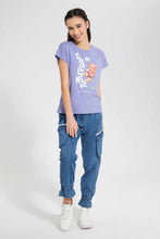 Load image into Gallery viewer, Redtag-Purple-Casual-T-Shirt-Category:T-Shirts,-Colour:Purple,-Filter:Senior-Girls-(9-to-14-Yrs),-GSR-T-Shirts,-New-In,-New-In-GSR,-Non-Sale,-S22D,-Section:Kidswear,-TBL-Senior-Girls-9 to 14 Years