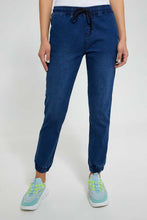 Load image into Gallery viewer, Redtag-Dark-Wash-Knit-Denim-Jogger-Jeggings-Women's-