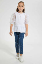 Load image into Gallery viewer, Redtag-White-Lace-Sleeve-Blouse-Blouses-Girls-2 to 8 Years