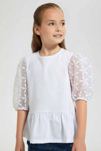 Load image into Gallery viewer, Redtag-White-Lace-Sleeve-Blouse-Blouses-Girls-2 to 8 Years