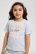Load image into Gallery viewer, Redtag-Grey-Melange-Chest-Placement-Print-Set-Sets-Girls-2 to 8 Years