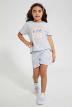 Load image into Gallery viewer, Redtag-Grey-Melange-Chest-Placement-Print-Set-Sets-Girls-2 to 8 Years
