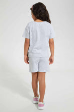 Load image into Gallery viewer, Redtag-Grey-Melange-Chest-Placement-Print-Set-Sets-Girls-2 to 8 Years