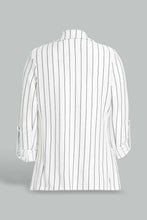 Load image into Gallery viewer, Redtag-White-Stripe-Rolled-Up-Sleeve-Jacket-Category:Jackets,-Colour:White,-Filter:Women's-Clothing,-New-In,-New-In-Women,-Non-Sale,-S22C,-Section:Women,-Women-Jackets-Women's-