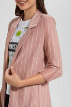 Load image into Gallery viewer, Redtag-Pink-Stripe-Rolled-Up-Sleeve-Jacket-Category:Jackets,-Colour:Apricot,-Filter:Women's-Clothing,-New-In,-New-In-Women,-Non-Sale,-S22C,-Section:Women,-Women-Jackets-Women's-