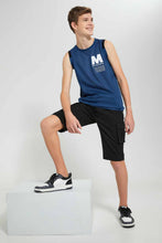 تنزيل الصورة على معرض الصور، Redtag-Blue-Sleeveless-Vest-Tee-Plain-T-Shirts-Senior-Boys-9 to 14 Years