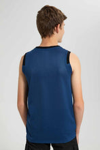 تنزيل الصورة على معرض الصور، Redtag-Blue-Sleeveless-Vest-Tee-Plain-T-Shirts-Senior-Boys-9 to 14 Years