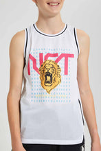 تنزيل الصورة على معرض الصور، Redtag-White-Sleeveless-Vest-Tee-Plain-T-Shirts-Senior-Boys-9 to 14 Years