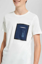 تنزيل الصورة على معرض الصور، Redtag-White-Oversize-Heat-Seal-Patch-Tee-Plain-T-Shirts-Senior-Boys-9 to 14 Years