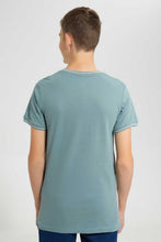 تنزيل الصورة على معرض الصور، Redtag-Blue-Color-Block-Zip-Placket-Tee-Striped-T-Shirts-Senior-Boys-9 to 14 Years