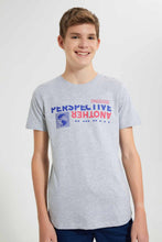 تنزيل الصورة على معرض الصور، Redtag-Grey-Melange-Hd-Print-Tee-Graphic-T-Shirts-Senior-Boys-9 to 14 Years