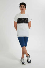 Load image into Gallery viewer, Redtag-Off-White-Marble-Cut-&-Sew-Tee-Graphic-T-Shirts-Senior-Boys-9 to 14 Years