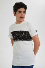 Load image into Gallery viewer, Redtag-Off-White-Marble-Cut-&-Sew-Tee-Graphic-T-Shirts-Senior-Boys-9 to 14 Years