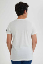 Load image into Gallery viewer, Redtag-Off-White-Marble-Cut-&-Sew-Tee-Graphic-T-Shirts-Senior-Boys-9 to 14 Years