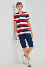 تنزيل الصورة على معرض الصور، Redtag-Navy/Red/White-Stripe-Polo-Tee-Polo-Shirts-Senior-Boys-9 to 14 Years