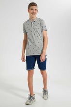 تنزيل الصورة على معرض الصور، Redtag-Grey-Melange-Allover-Polo-Tee-Polo-Shirts-Senior-Boys-9 to 14 Years