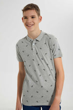 تنزيل الصورة على معرض الصور، Redtag-Grey-Melange-Allover-Polo-Tee-Polo-Shirts-Senior-Boys-9 to 14 Years