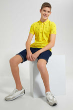 تنزيل الصورة على معرض الصور، Redtag-Yellow-Allover-Polo-Tee-Polo-Shirts-Senior-Boys-9 to 14 Years