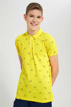 تنزيل الصورة على معرض الصور، Redtag-Yellow-Allover-Polo-Tee-Polo-Shirts-Senior-Boys-9 to 14 Years