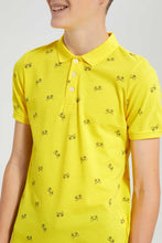 تنزيل الصورة على معرض الصور، Redtag-Yellow-Allover-Polo-Tee-Polo-Shirts-Senior-Boys-9 to 14 Years