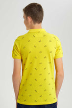 تنزيل الصورة على معرض الصور، Redtag-Yellow-Allover-Polo-Tee-Polo-Shirts-Senior-Boys-9 to 14 Years