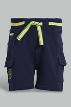 تنزيل الصورة على معرض الصور، Redtag-Navy-Cargo-Pocket-Rib-Active-Shorts-Active-Shorts-Infant-Boys-3 to 24 Months