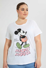 تنزيل الصورة على معرض الصور، Redtag-White-Mickey-Mouse-T-Shirt-Graphic-T-Shirts-Women's-