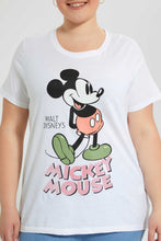 تنزيل الصورة على معرض الصور، Redtag-White-Mickey-Mouse-T-Shirt-Graphic-T-Shirts-Women's-