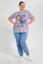 تنزيل الصورة على معرض الصور، Redtag-Purple-Lilo-And-Stitch-T-Shirt-Graphic-T-Shirts-Women's-