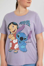 تنزيل الصورة على معرض الصور، Redtag-Purple-Lilo-And-Stitch-T-Shirt-Graphic-T-Shirts-Women's-