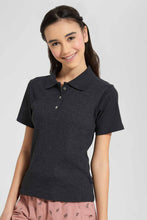 Load image into Gallery viewer, Redtag-Black-Polo-Rib-T-Shirt-Category:Blouses,-Colour:Black,-Filter:Senior-Girls-(9-to-14-Yrs),-GSR-Blouses,-New-In,-New-In-GSR,-Non-Sale,-S22D,-Section:Kidswear,-TBL-Senior-Girls-9 to 14 Years