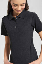 Load image into Gallery viewer, Redtag-Black-Polo-Rib-T-Shirt-Category:Blouses,-Colour:Black,-Filter:Senior-Girls-(9-to-14-Yrs),-GSR-Blouses,-New-In,-New-In-GSR,-Non-Sale,-S22D,-Section:Kidswear,-TBL-Senior-Girls-9 to 14 Years