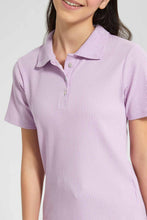 Load image into Gallery viewer, Redtag-Purple-Polo-Rib-T-Shirt-Category:Blouses,-Colour:Purple,-Filter:Senior-Girls-(9-to-14-Yrs),-GSR-Blouses,-New-In,-New-In-GSR,-Non-Sale,-S22D,-Section:Kidswear,-TBL-Senior-Girls-9 to 14 Years