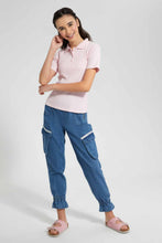 Load image into Gallery viewer, Redtag-Pink-Polo-Rib-T-Shirt-Category:Blouses,-Colour:Pink,-Filter:Senior-Girls-(9-to-14-Yrs),-GSR-Blouses,-New-In,-New-In-GSR,-Non-Sale,-S22D,-Section:Kidswear,-TBL-Senior-Girls-9 to 14 Years