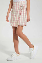 Load image into Gallery viewer, Redtag-White/Pink-Plaid-Front-Wrap-Skirt-Skirts-Senior-Girls-9 to 14 Years