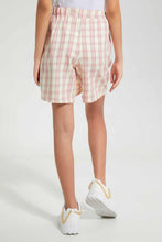 Load image into Gallery viewer, Redtag-White/Pink-Plaid-Front-Wrap-Skirt-Skirts-Senior-Girls-9 to 14 Years
