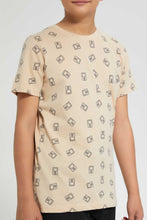 Load image into Gallery viewer, Redtag-Beige-Allover-Print-T-Shirt-Graphic-T-Shirts-Senior-Boys-9 to 14 Years