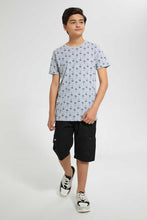 Load image into Gallery viewer, Redtag-Grey-Allover-Print-T-Shirt-Graphic-T-Shirts-Senior-Boys-9 to 14 Years