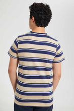 Load image into Gallery viewer, Redtag-Navy-Striped-T-Shirt-Striped-T-Shirts-Senior-Boys-9 to 14 Years