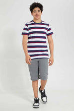 Load image into Gallery viewer, Redtag-White-Striped-T-Shirt-Striped-T-Shirts-Senior-Boys-9 to 14 Years