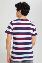 Load image into Gallery viewer, Redtag-White-Striped-T-Shirt-Striped-T-Shirts-Senior-Boys-9 to 14 Years