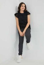 Load image into Gallery viewer, Black Ruffles Sleeve Lace Top